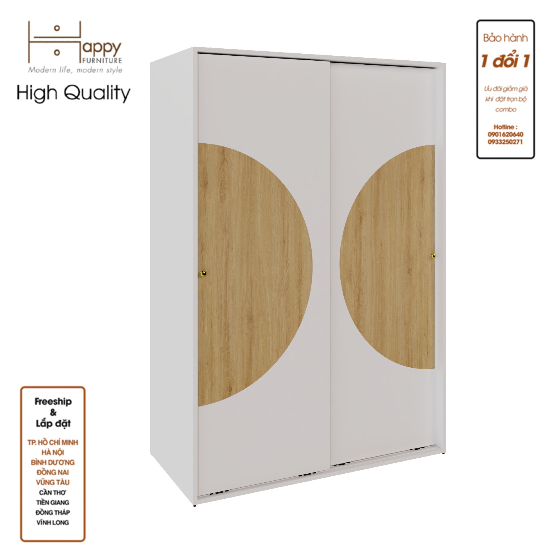BANA, Tủ quần áo 2 cánh lùa, 120cm x 59cm x 176cm , TCL_029