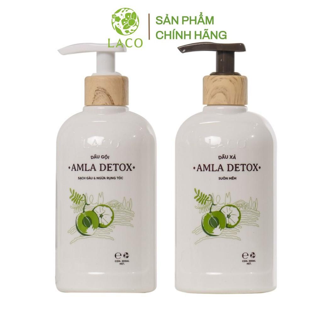 Dầu gội và dầu xả AMLA DETOX ngăn rụng tóc, sạch gàu hết ngứa cho mái tóc suôn mềm Lacocosmetics.vn