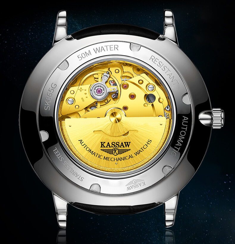 Đồng hồ nam chính hãng KASSAW K865-3 chống nước,chống xước,kính sapphire ,mặt trắng dây da xịn ,hàng mới 100% ,Đồng hồ cơ  ,Thiết kế đơn giản và sang trọng