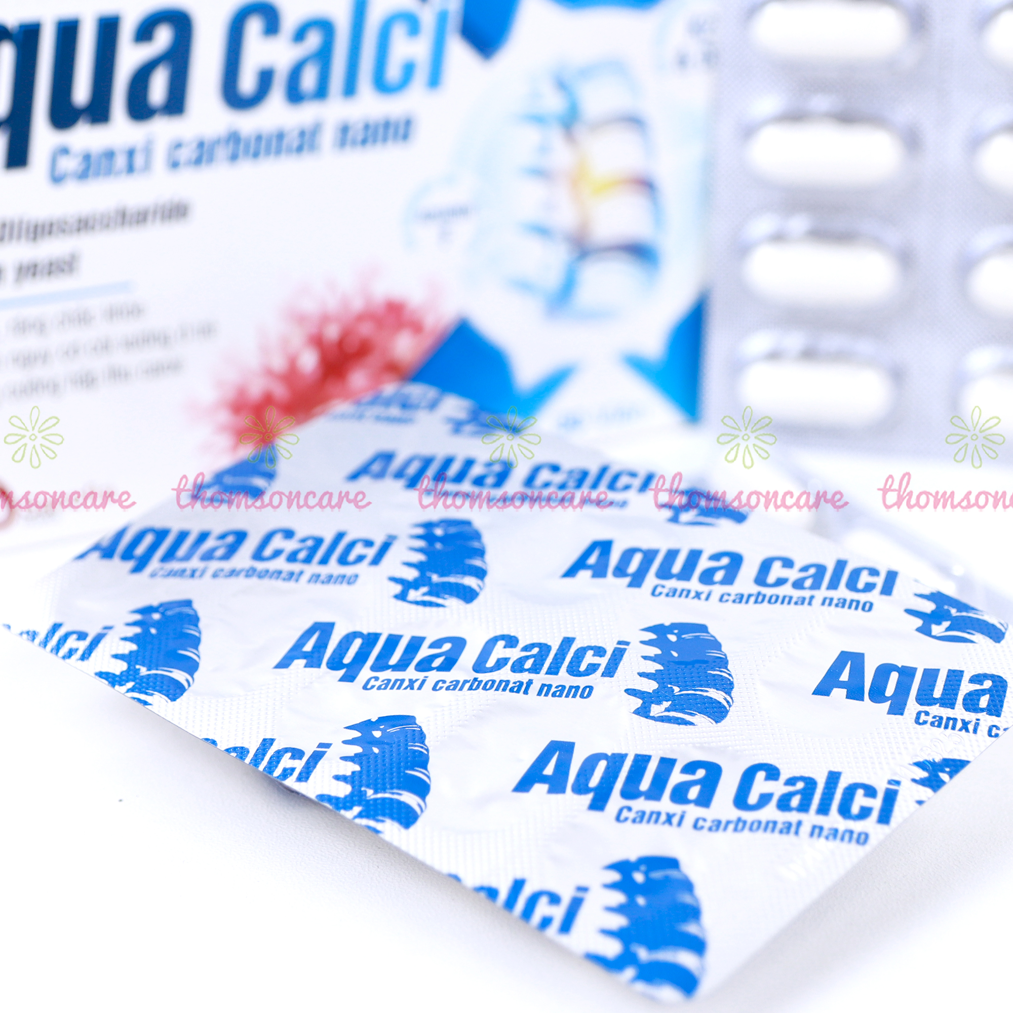 Canxi cho bé Aqua Calci Sanofia - Giúp bé phát triển chiều cao, giảm loãng xương ở người lớn từ Vitamin D3 K2 - Hộp 30 viên dạng vỉ