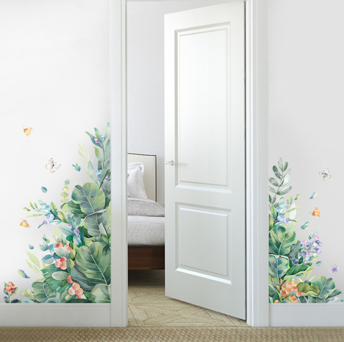 Decal trang trí tường - Bụi hoa leo tường