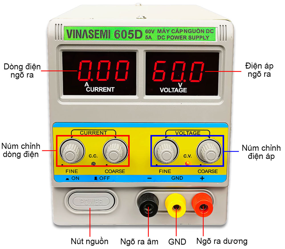 Vinasemi 605D Máy Cấp Nguồn DC 60V 5A Hàng Chính Hãng