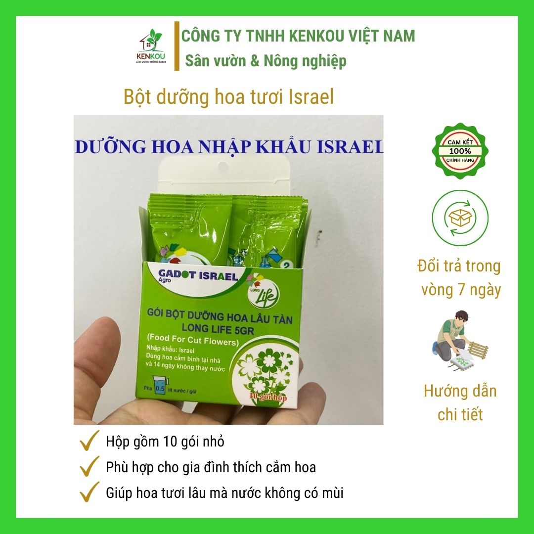 BỘT DƯỠNG HOA TƯƠI LÂU Combo 5 hộp hiệu Long life Israel, dành cho gia đình chơi hoa