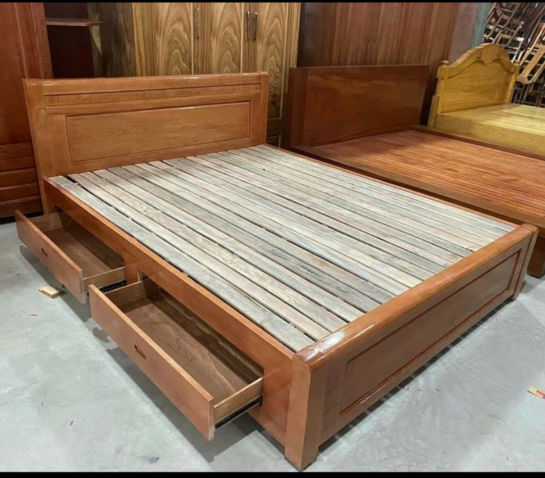 Giường Gỗ Sồi Nga Hộc kéo dạt thường 1m6 ,