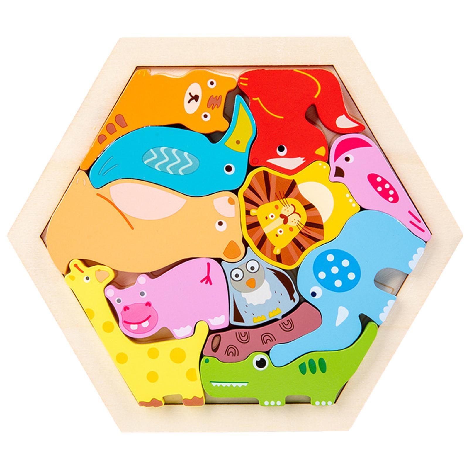 Wooden Jigsaw Puzzles Sorting Stacking Blocks Educational Toy
