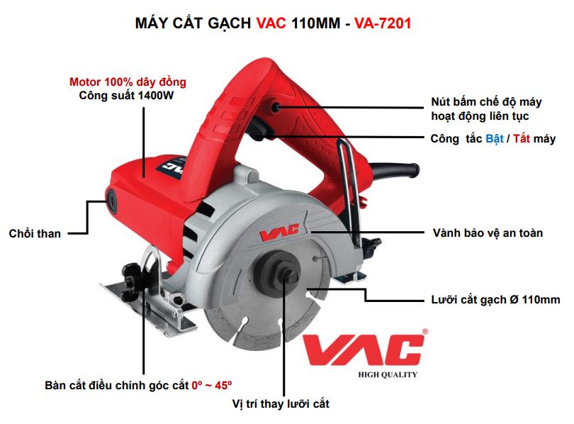 MÁY CẮT GẠCH VAC 110MM - VA7201