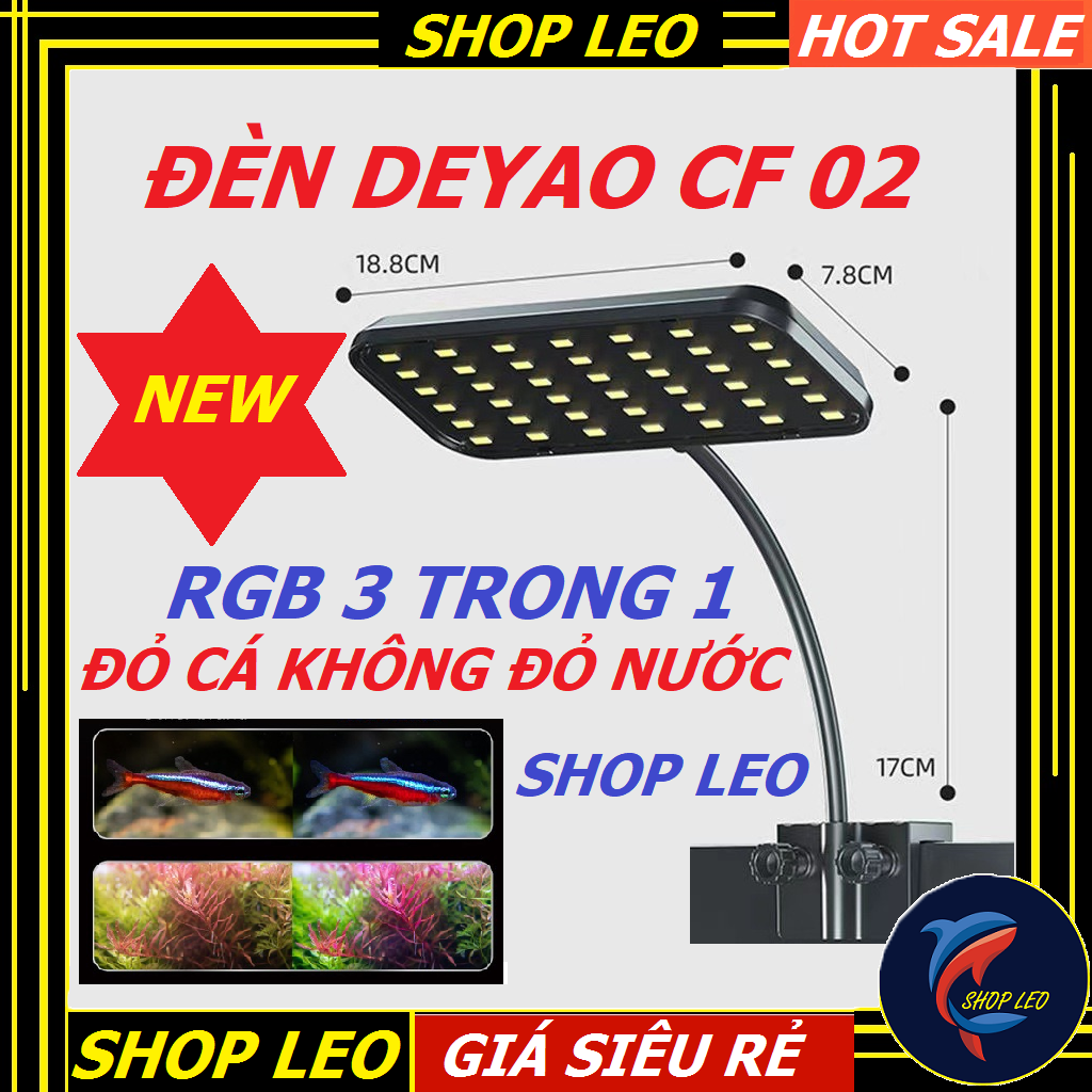 Đèn Led RGB DEYAO CF 02 -cho bể thủy sinh, Đèn LED kẹp RGB đỏ cá không đỏ nước-đèn cho hồ cá cảnh -shopleo