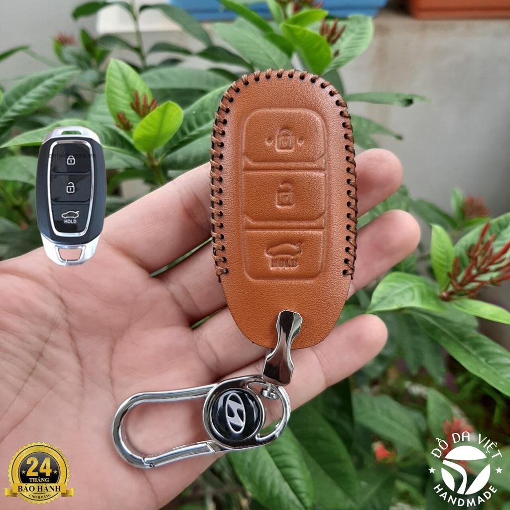 Bao Da Chìa Khóa HYUNDAI 3 nút , Santafe 19-20, Accent 18-20, Kona Da bò thật bảo hành 2 năm
