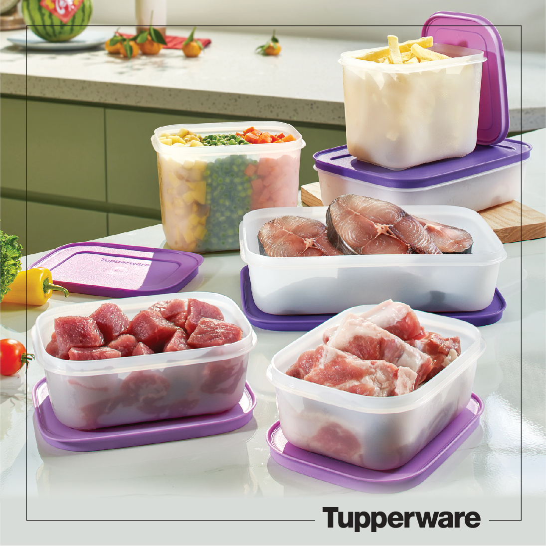Bộ Hộp Tupperware Trữ Đông Violet - Hàng Chính Hãng