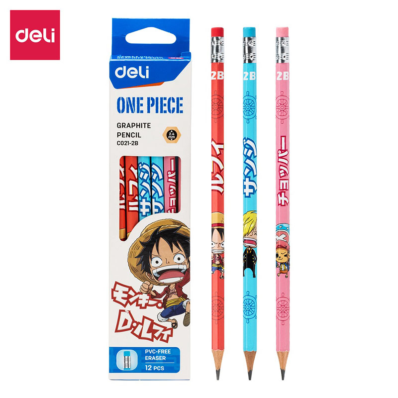 Hộp 12 bút chì gỗ Deli có tẩy One Piece C021-2B