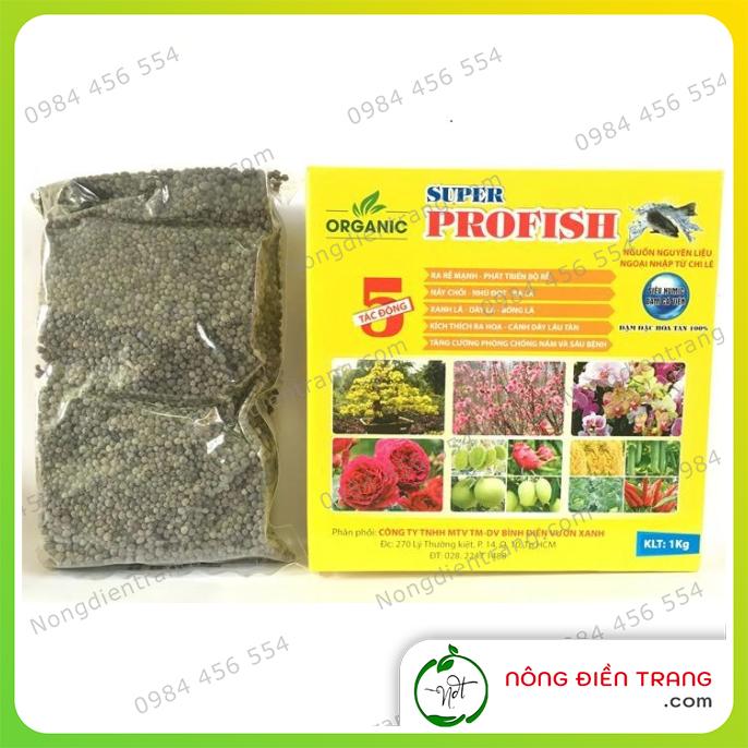 Phân Đạm Cá Viên Super Profish Hữu Cơ Đậm Đặc Hòa Tan - Siêu Humic - Gói 1kg - Tăng Năng Suất VTNN Nông Điền Trang