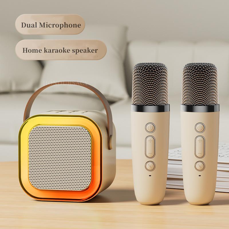 Loa Bluetooth Karaoke Ngoài Trời Mini Di Động Có Thẻ Micro Không Dây Loa Siêu Trầm Âm Lượng Cao Caixa De Som Quà Tặng Trẻ Em Màu sắc: 2 Micrô