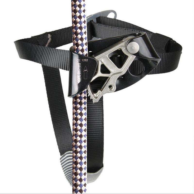 2pcs Rock Climbing Rope Grab Protecta Equipment 9mm-12mm Rope + Left Foot Ascender for Men Women Downhill Abseiling Rappelling