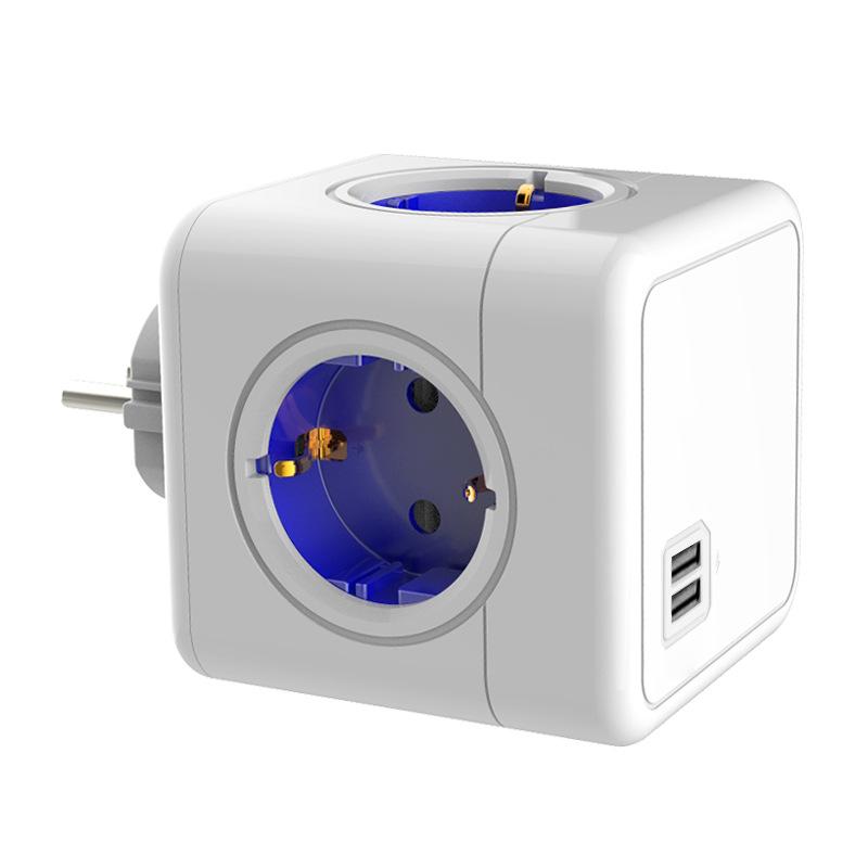 Multi-functional Square Socket Portable Conversion Adapter Power-cube Converter Eu Plug
