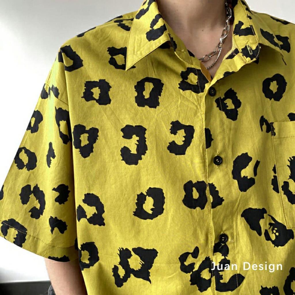 Áo sơ mi nam nữ mặc được in hình VÂN DA BEO vàng