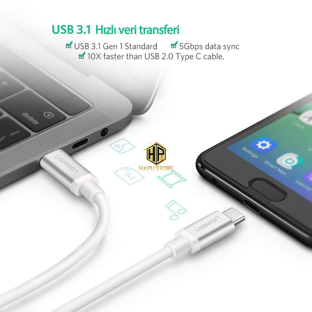 Cáp Sạc nhanh Usb Type-C Ugreen 60517 dài 0,5m - Cáp USB C 2 đầu dương cao cấp- Hàng Chính Hãng