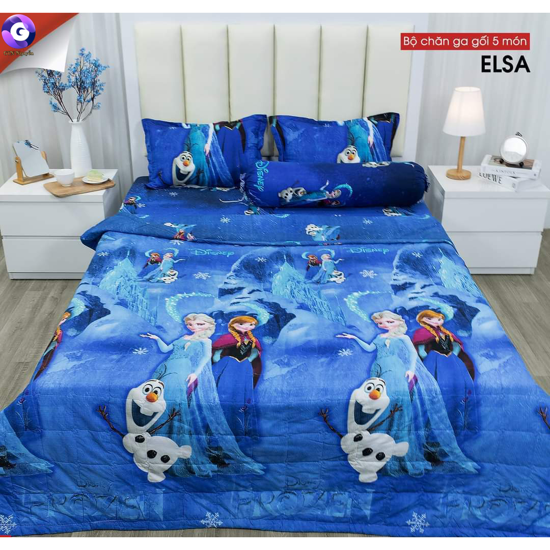 Chăn Mền Công Chúa Elsa Cotton Poly Siêu Dễ Thương 1m8x2M - Tặng 1 bàn chải bossi