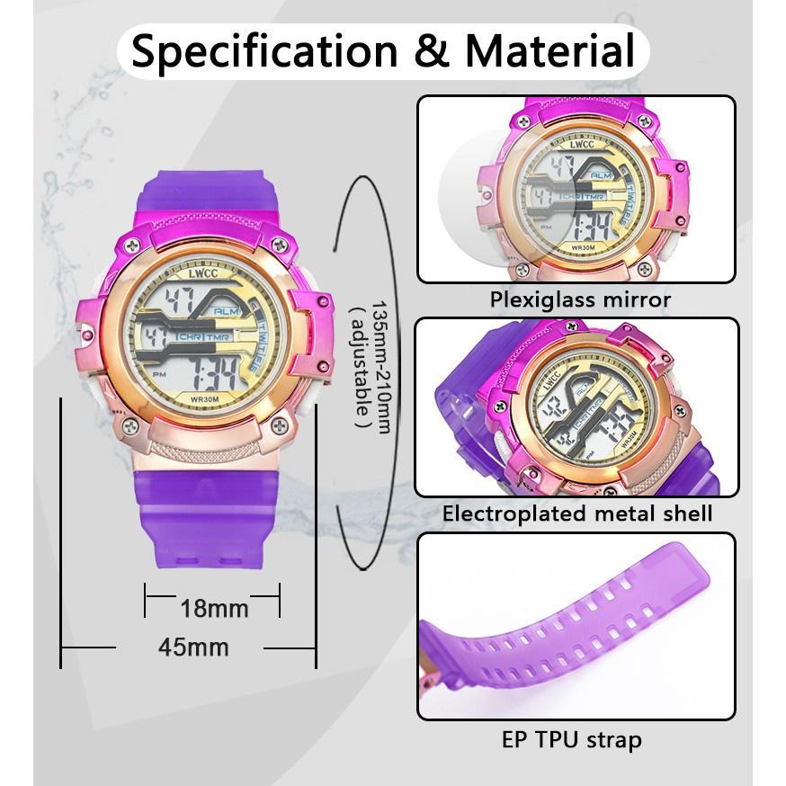 Đồng hồ sinh viên mới đồng hồ điện tử gradient chống thấm nước đồng hồ cặp đôi đa chức năng