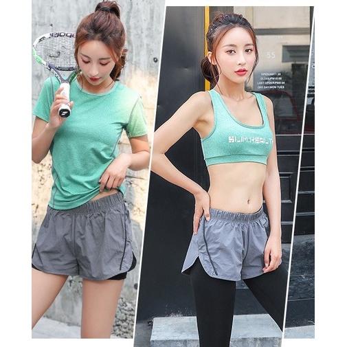 Bộ đồ tập gym yoga Bộ quần áo thể thao nữ Áo Bra quần đùi 2 lớp siêu xinh BT170