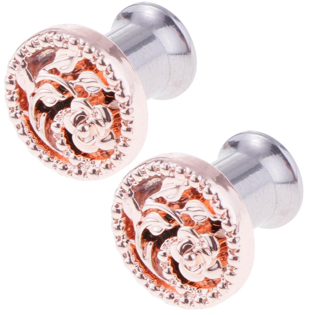 2pcs Fancy Rose Gold Flower Ear Plug Tunnel Stainless Steel Ear Jewelry 6mm