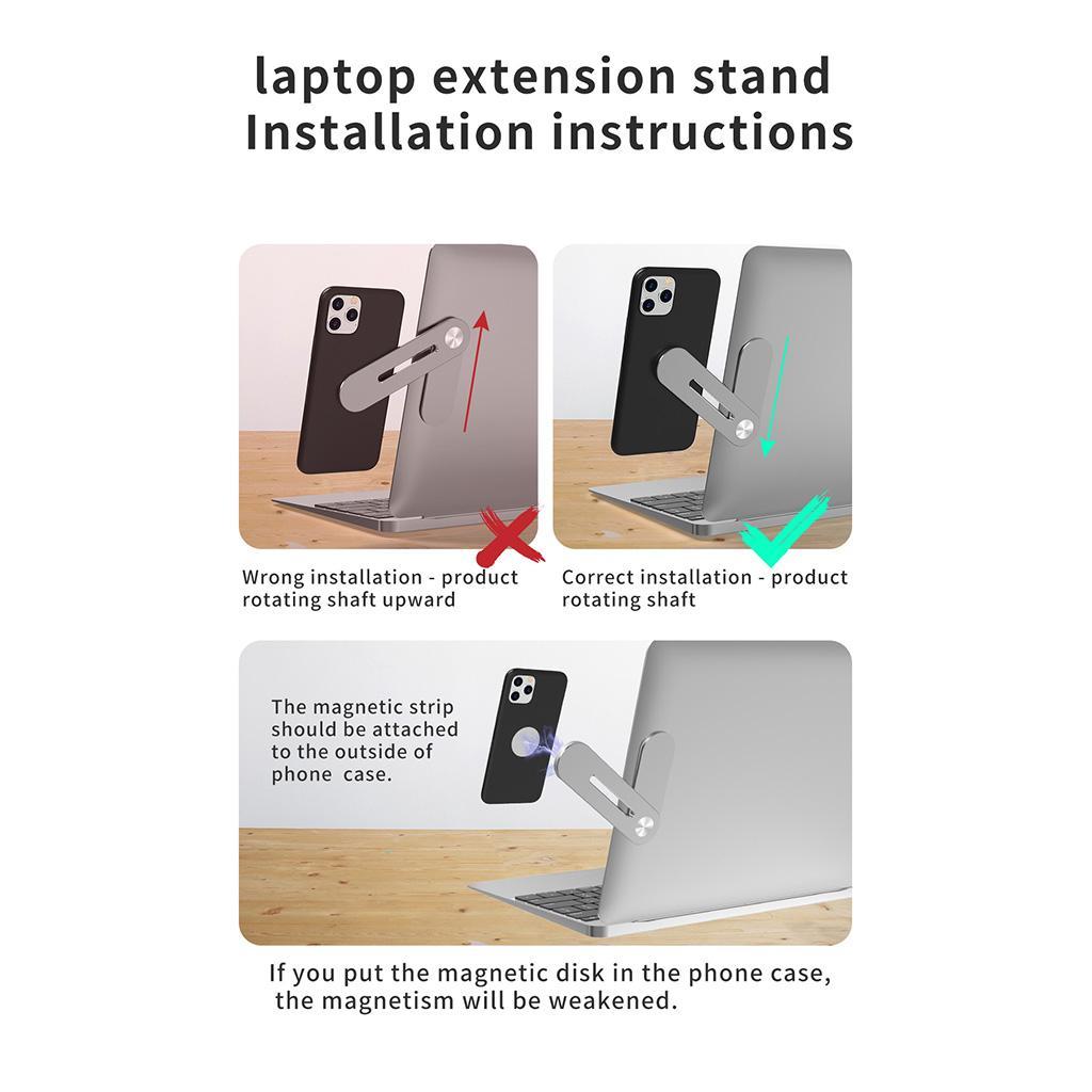 2 Pieces Laptop Side Mount Magnetic Phone Stand Holder Bracket Fixed Slim