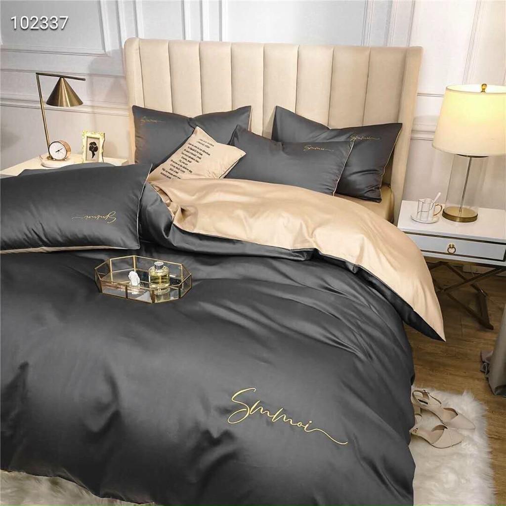 Set 5 Món Vỏ Chăn Ga Gối Tencel 40s SUMOI - Đen