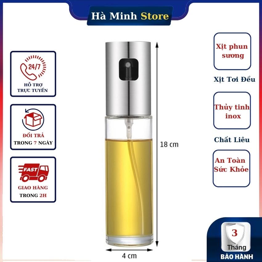 Bình xịt dầu ăn thủy tinh dung tích 100ml, xịt dầu ăn phun sương, chai xịt dầu ăn cho nồi chiên không dầu Hà Minh Store