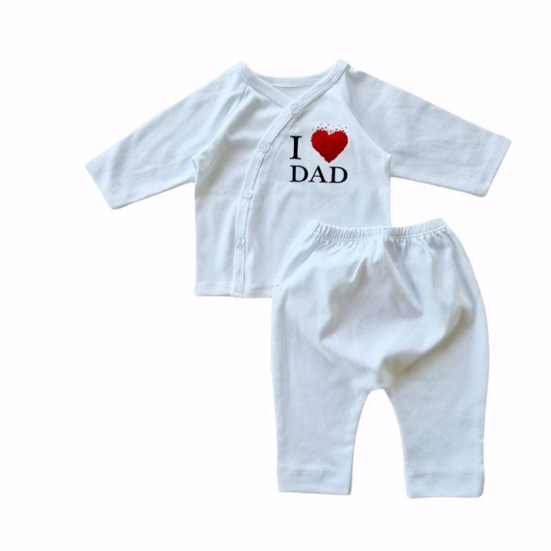 Set 2 bộ sơ sinh I love Mom+ Dad siêu cute