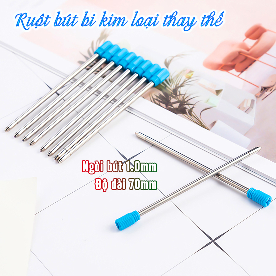 Combo 10 Ruột bút ký Bi kim loại 70mm 62mm 55mm ngòi 1.0mm thay thế - Ruột bút bi kim loại thay thế