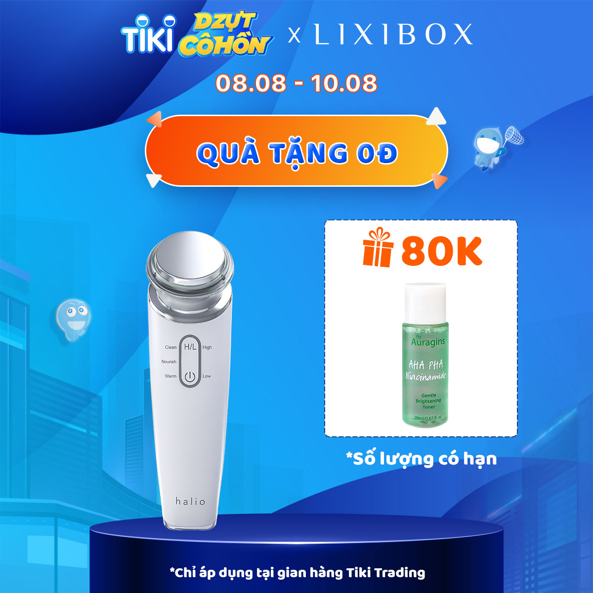 Máy Đẩy Tinh Chất Dưỡng Trắng Halio Ion Cleansing &amp; Moisturizing Beauty Device