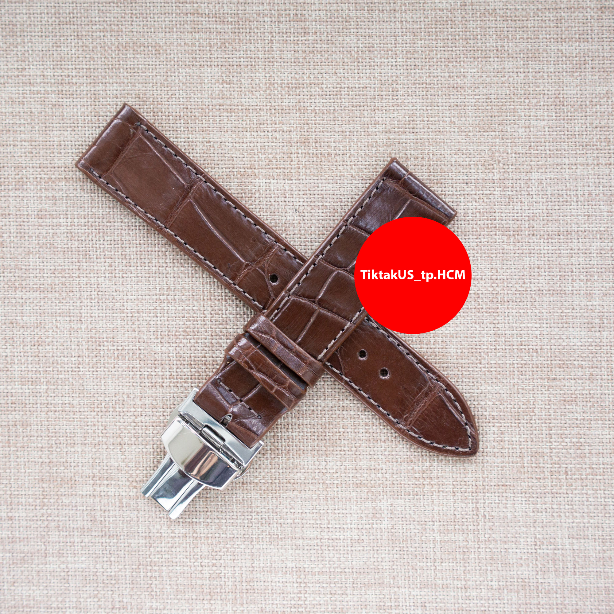 Dây đồng hồ da cá sấu thật vân bụng vuông khóa bướm chống gãy dây nhiều màu, đủ size 18mm - 19mm - 20mm - 21mm - 22mm