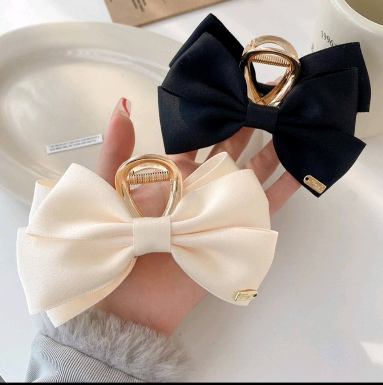 Kẹp Tóc Nơ Sau Lưng Bằng Hợp Kim Cỡ Lớn Phong Cách Hàn Quốc