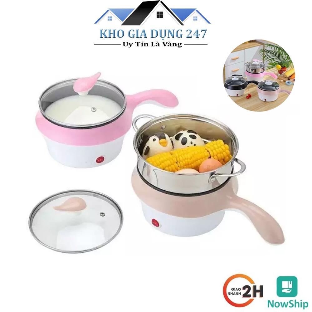 Nồi Lẩu Mini Nồi Hấp 2 Tầng - Ca Nấu Mì 2 Tầng 18Cm, Nồi Lẩu Mini Đa Năng 1.2L