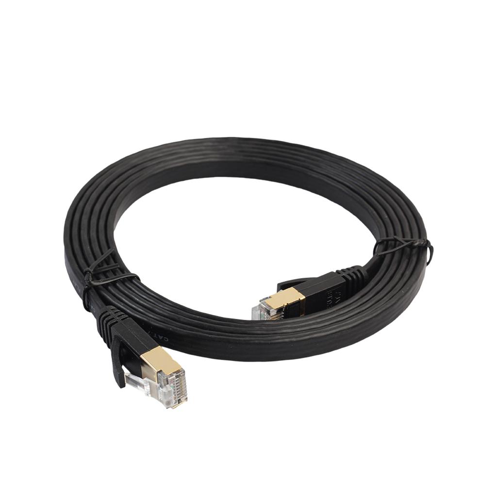 Gold Plated RJ45 Flat Cat7 Ethernet 10Gbps SSTP Network LAN Cable Lot 1m-15m