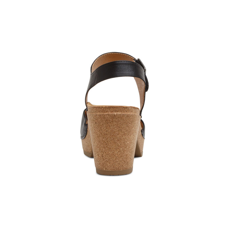Giày sandal sức khỏe nữ Aetrex Finley Black - Giày cao gót đệm da êm, nhẹ