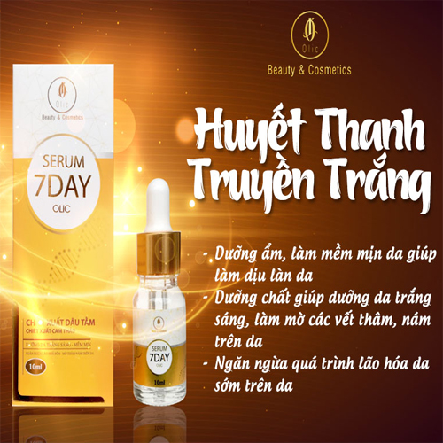 COMBO 3 lọ Huyết Thanh Trắng Da 7 Day - OLIC (Serum 7 DAY - OLIC) giúp TRẮNG DA, NÂNG CƠ, TRẺ HÓA DA, trẻ ra từ 5~10 tuổi. (Tặng 1 sữa rữa mặt sữa chua cao cấp giúp sạch da, sáng da)