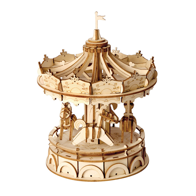 Đồ chơi lắp ráp gỗ 3D Mô hình Vòng Quay Ngựa gỗ Merry-Go-Round TG404