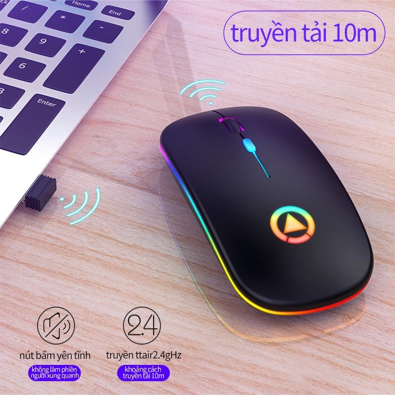 Chuột không dây 2.4G có thể sạc lại RGB hoạt động im lặng có đèn LED sạc lại USB máy tính xách tay PC