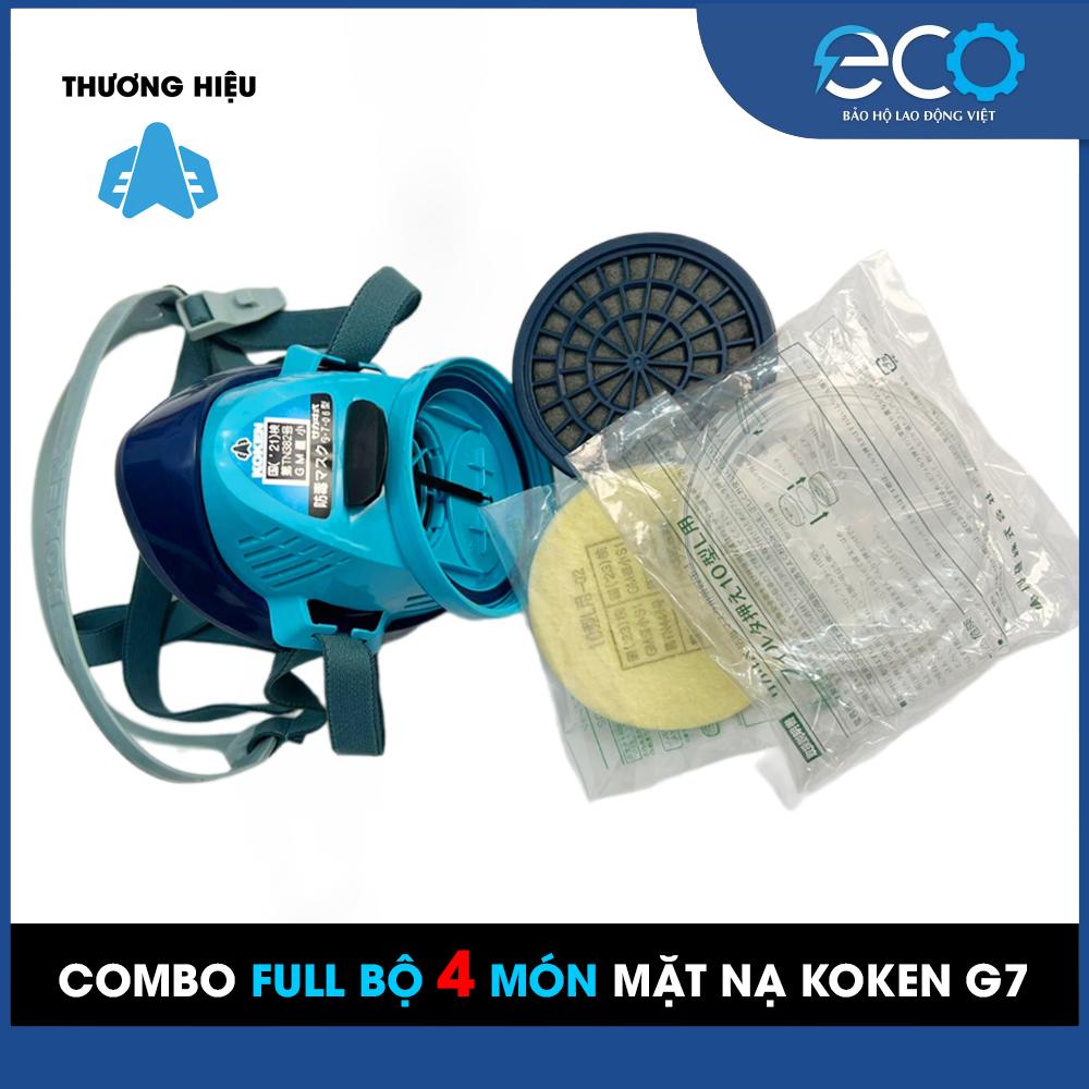 Bộ 4 món mặt nạ Koken G7 – Phun sơn, phun thuốc, chống bụi chuẩn Nhật Bản
