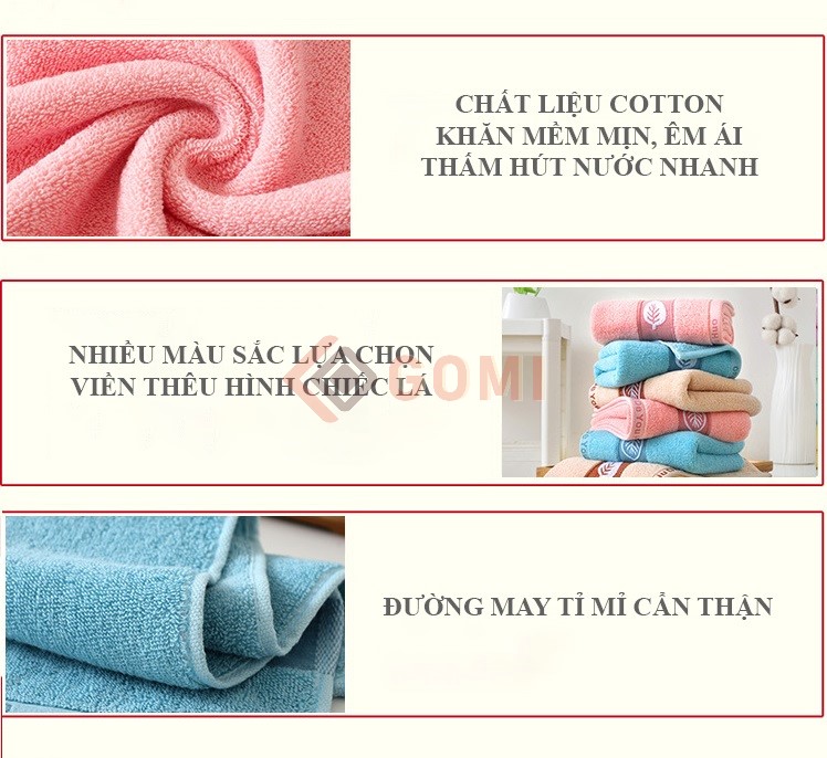 Khăn Tắm/Khăn Mặt Cotton Mềm Mại Thấm Hút Nước 34x75cm Nhanh Khô
