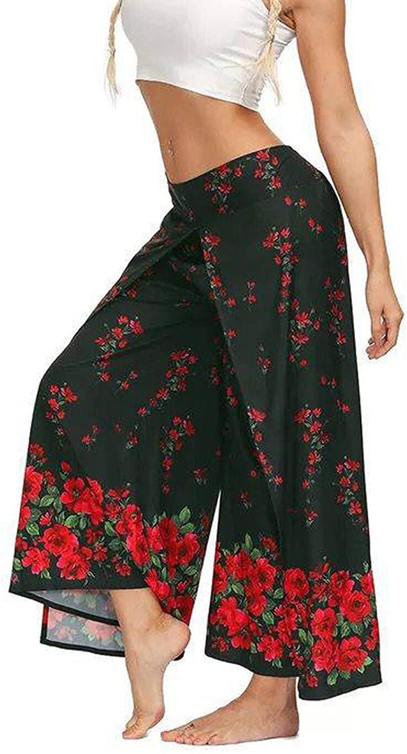 Palazzo Xẻ Quần Ống Rộng Thể Thao Nữ Casual Bãi Biển Boho Tập Yoga Hippie Bohemian Philatô Plus