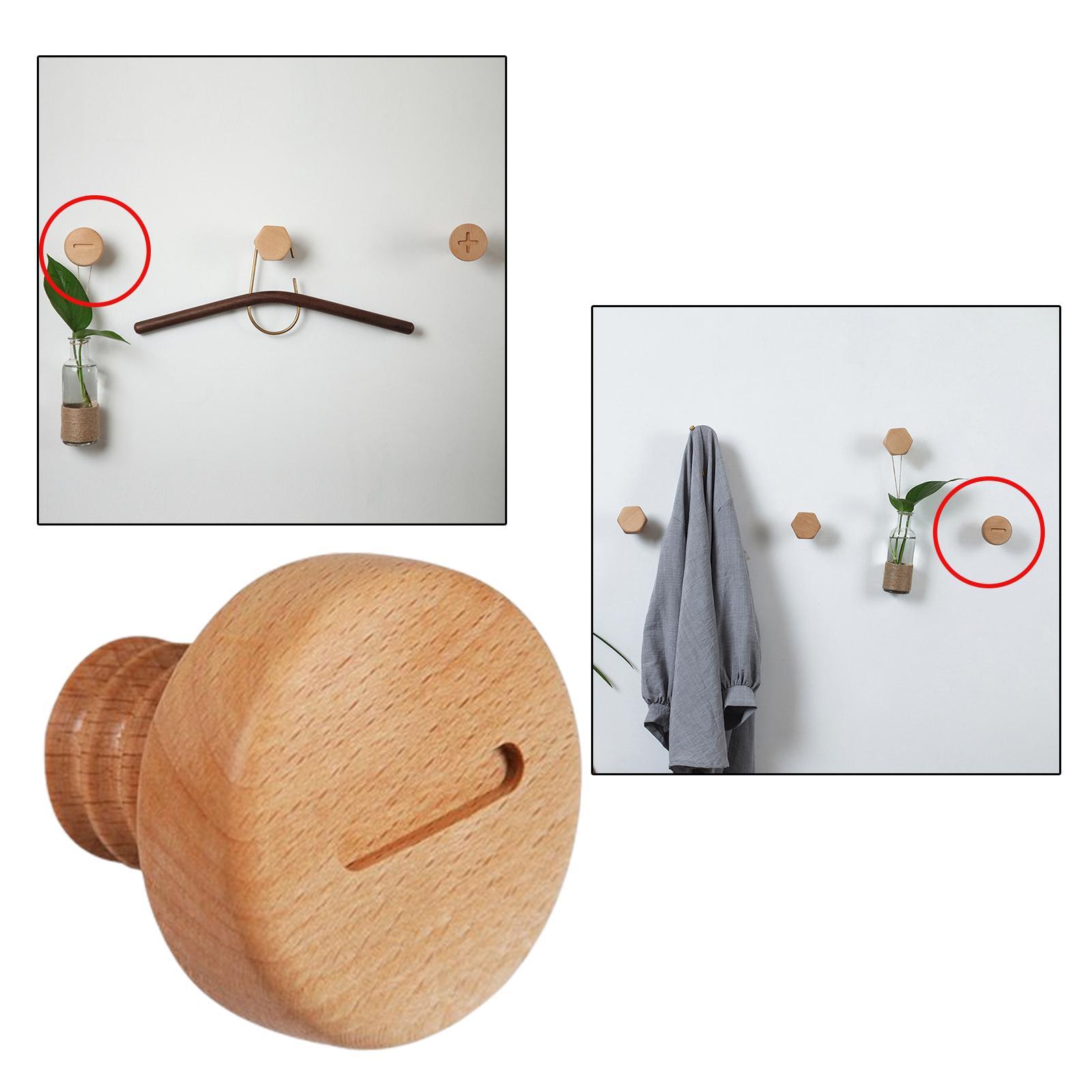 2x Wooden Hook Screw Premium Wall Nordic Clothes Coat Hooks Key Holder Hanger