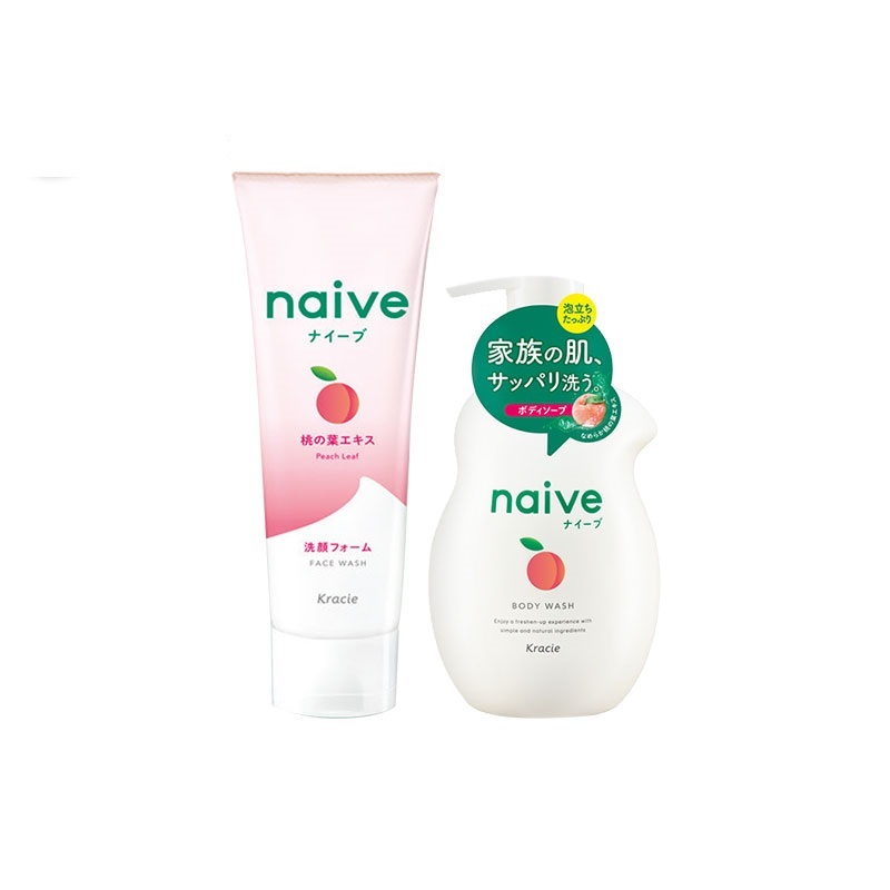 Combo Chăm Sóc Da Mặt Và Body Hương Lá Đào Dịu Nhẹ : Sữa Rữa Mặt Naive 130gr + Sữa Tắm Naive 530ml