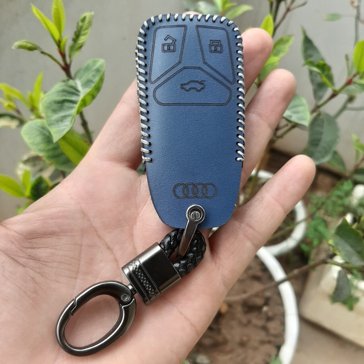 Bao da chìa khoá Audi A3, A4, A5, A6, A7, A8, A4L, A6L, Q5, Q7. Da thật bảo hành 2 năm, khóa như hình