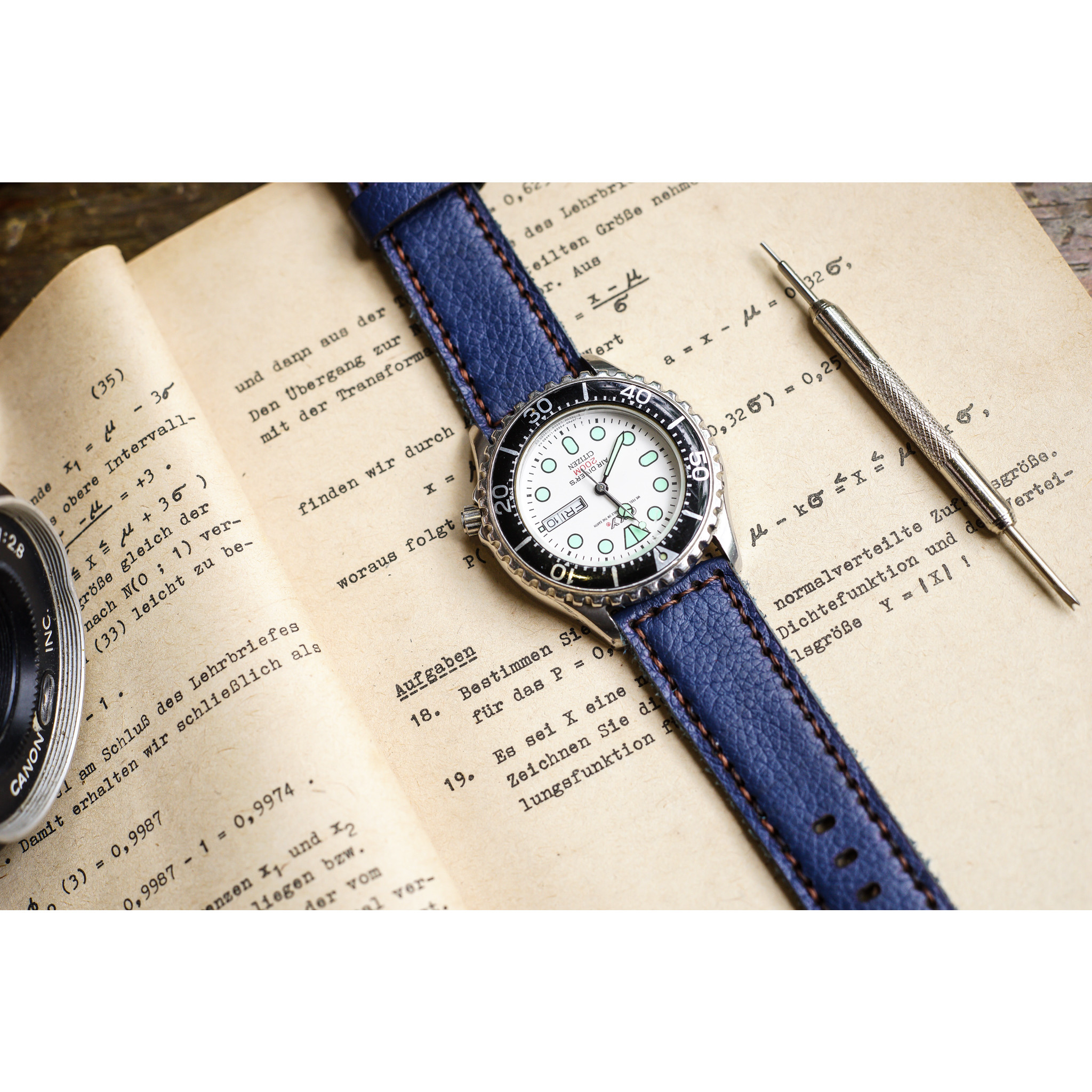 DÂY ĐỒNG HỒ DA BÒ THẬT XANH NAVY – RAM CLASSIC 1958 - HÀNG CHÍNH HÃNG