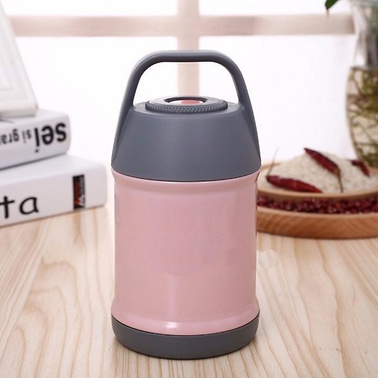 Bình ủ cháo giữ nhiệt đa năng 450ml - Tặng kèm 02 yếm tròn cột dây cho bé - Màu ngẫu nhiên