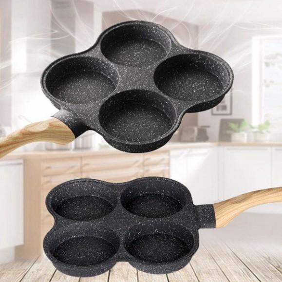 Chảo 4 Ngăn & 3 Ngăn Chống Dính Chiên Trứng Làm Bánh Chuyên Nghiệp Đá Maifan Siêu Bền Sử Dụng Mọi Loại Bếp