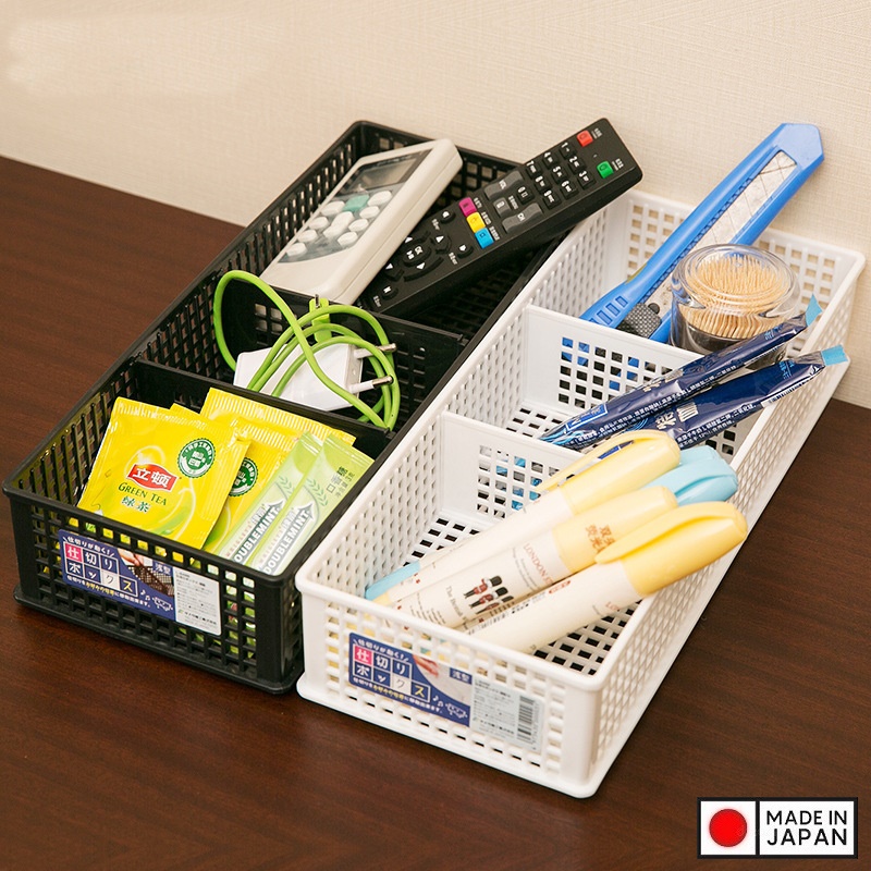 Rổ chữ nhật đựng đồ 03 ngăn, vách rời L - Hàng Nội Địa Nhật Bản nhập khẩu