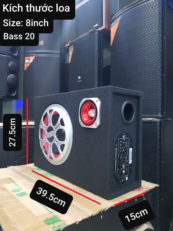 Loa CROWN 8: Bass 20, Dáng vuông, Có Bluetooth, Công suất lớn, Nguồn điện 220v hoặc 12v