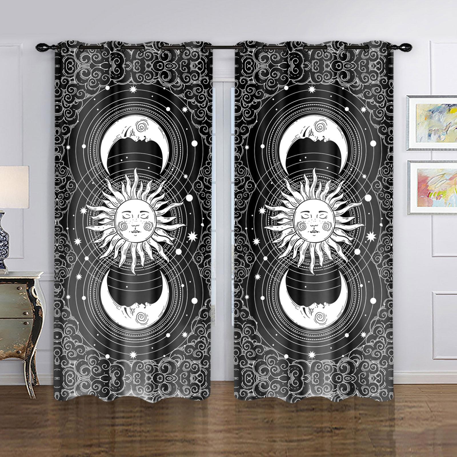 Sun and Moon Curtains Blackout Curtains for Home Living Room Kids Room
